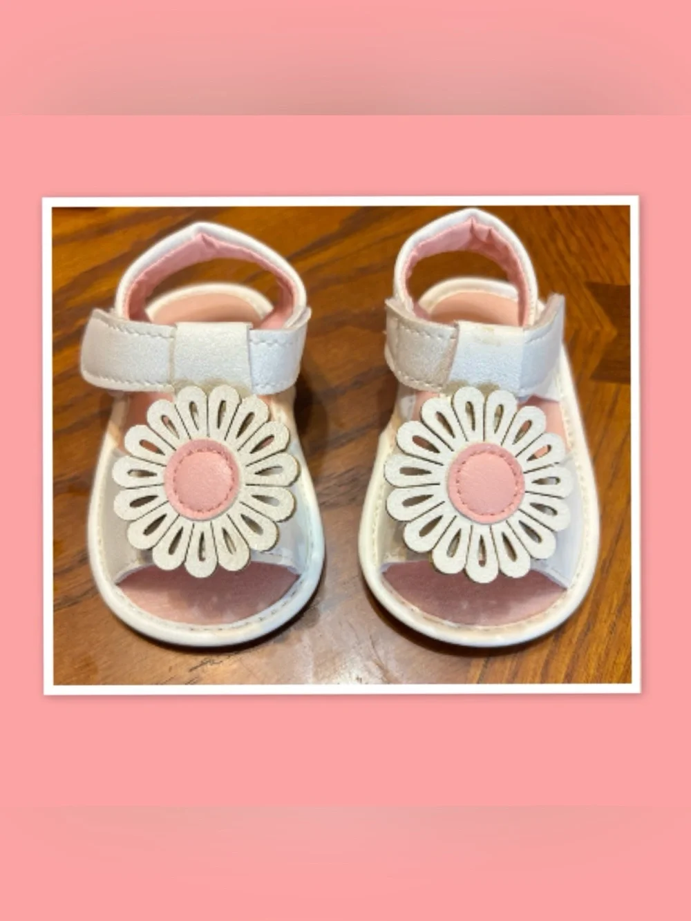 Infant Snug Flower Applique Sandals ~ Size 6-9 Mo.